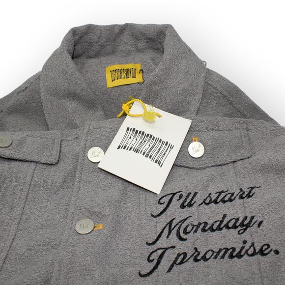 NEW DietStartsMonday_ (M) Trucker ShortSleeve ButtonUp Utility Shirt Jacket Grey - Picture 3 of 15